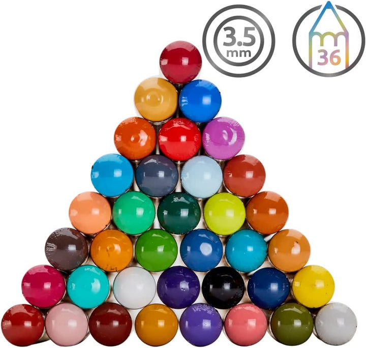Derwent Chromaflow Buntstifte im 36er Set in Metallbox, 3,5 mm Minenstärke, Mischbar mit Geschmeidig