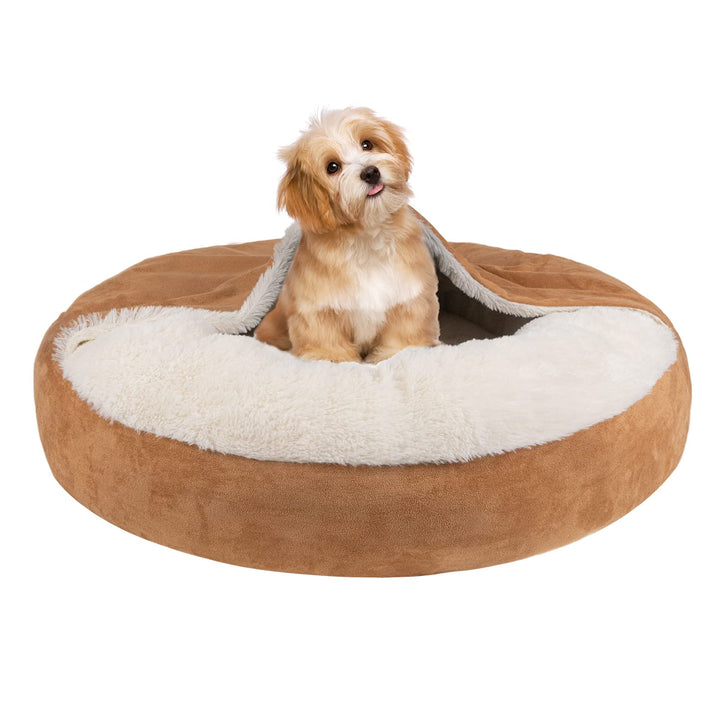 MICOOYO Beruhigendes Hundebett -Gemütliches Donut Hundedeckenbett für Hund, klemmendes Haustier Höhl