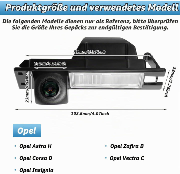 Auto Rückfahrkamera für Opel Astra H/Opel Zafira B/Corsa D/Vectra C/Insignia 170 Grad Weitwinkel Aut