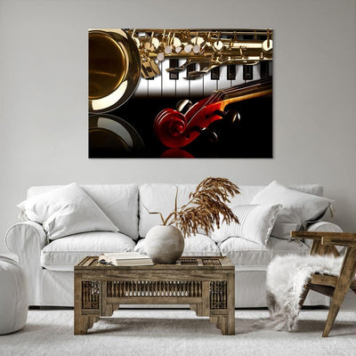 Bilder auf Leinwand 100x70cm Leinwandbild Klaviertasten Musik Instrumente Gross Wanddeko Bild Schlaf