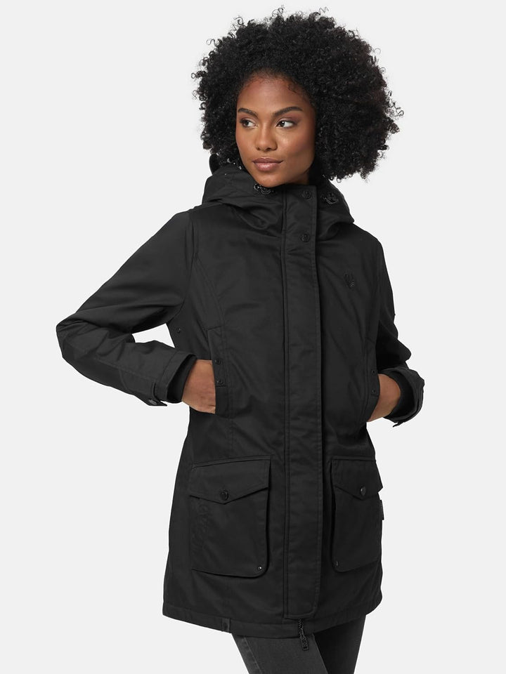 Navahoo Damen Übergangsjacke Warmer Kurzmantel Regenjacke wasserdicht mit Kapuze Brinjaa XS-XXL S Sc