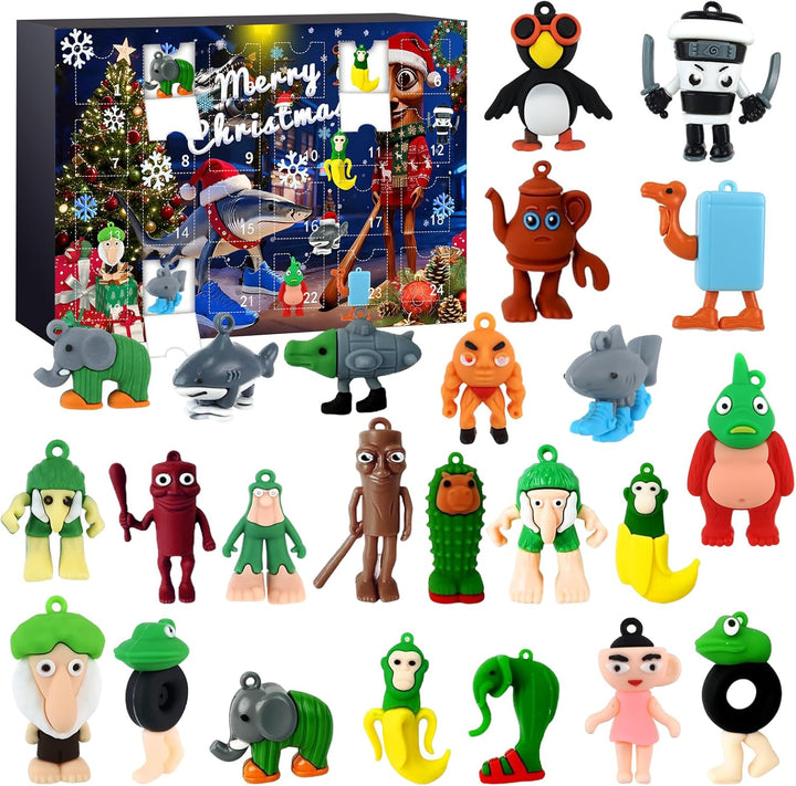 24 Stück Italian Brainrot Adventskalender 2025, Tung Tung Tung Sahur Adventskalender Italian Brainro