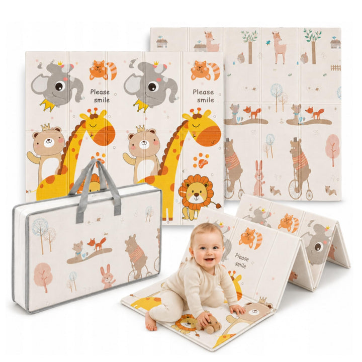 XL Krabbelmatte 180x200 cm Faltbar Beidseitig – Baby Spielmatte aus XPE Schaumstoff Wasserdicht Ruts