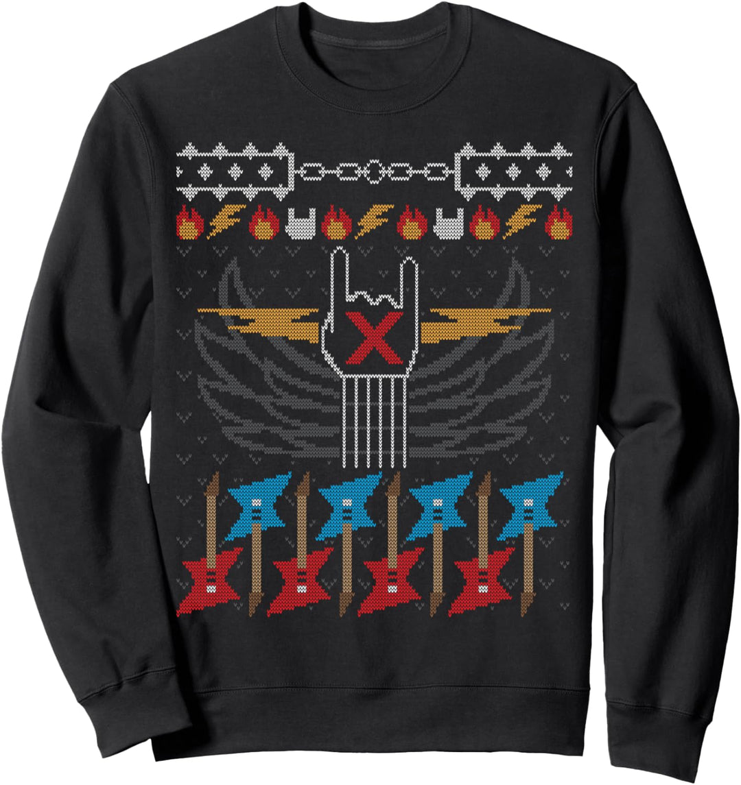 Heavy Metal X-Mas Rock Guitar Player Ugly Christmas Sweater Sweatshirt
