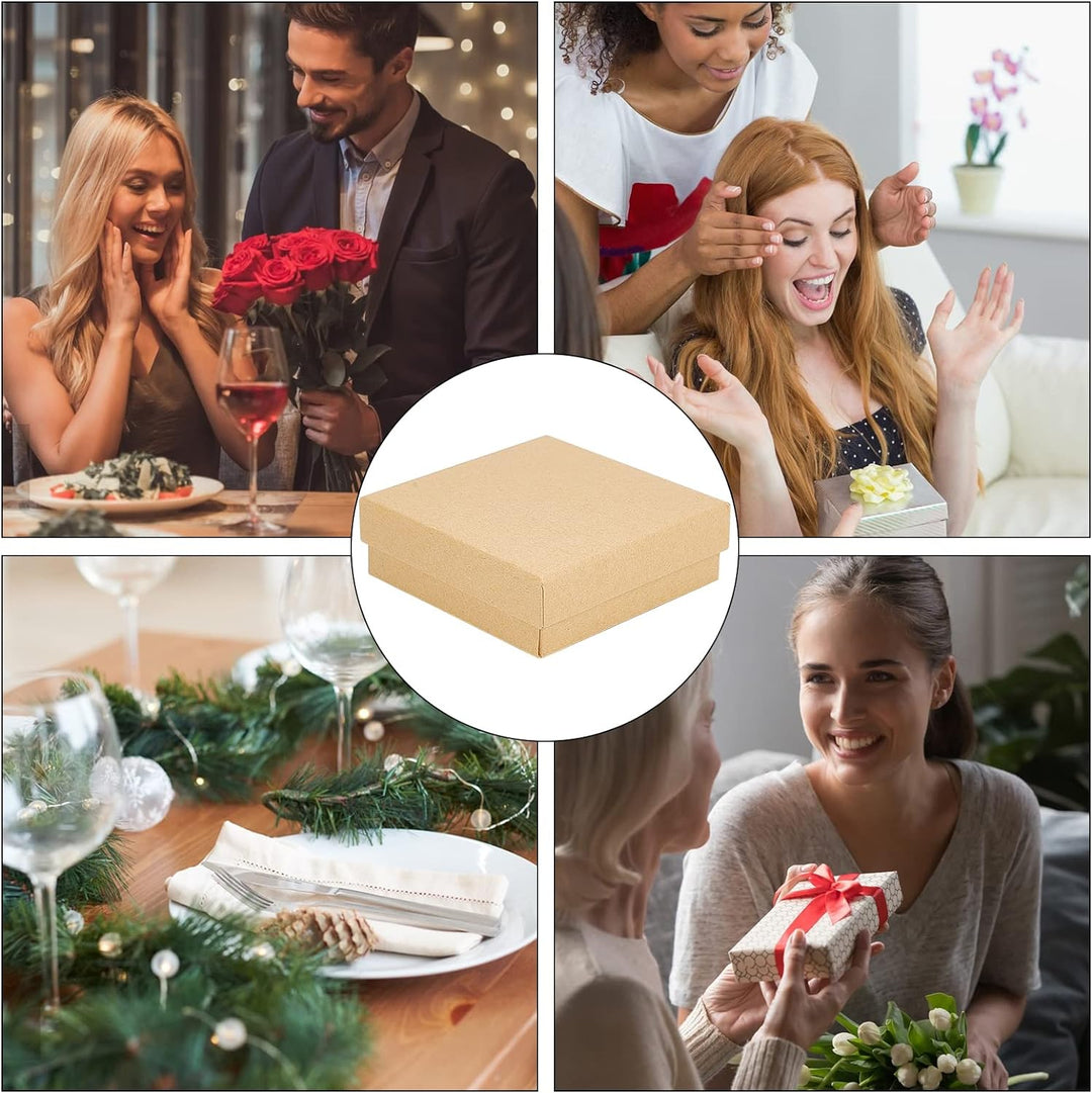 nbeads 24 Stück Braun Karton Geschenkbox Schmuckschatulle Quadrat Schmuck Box Halsketten Verpackung