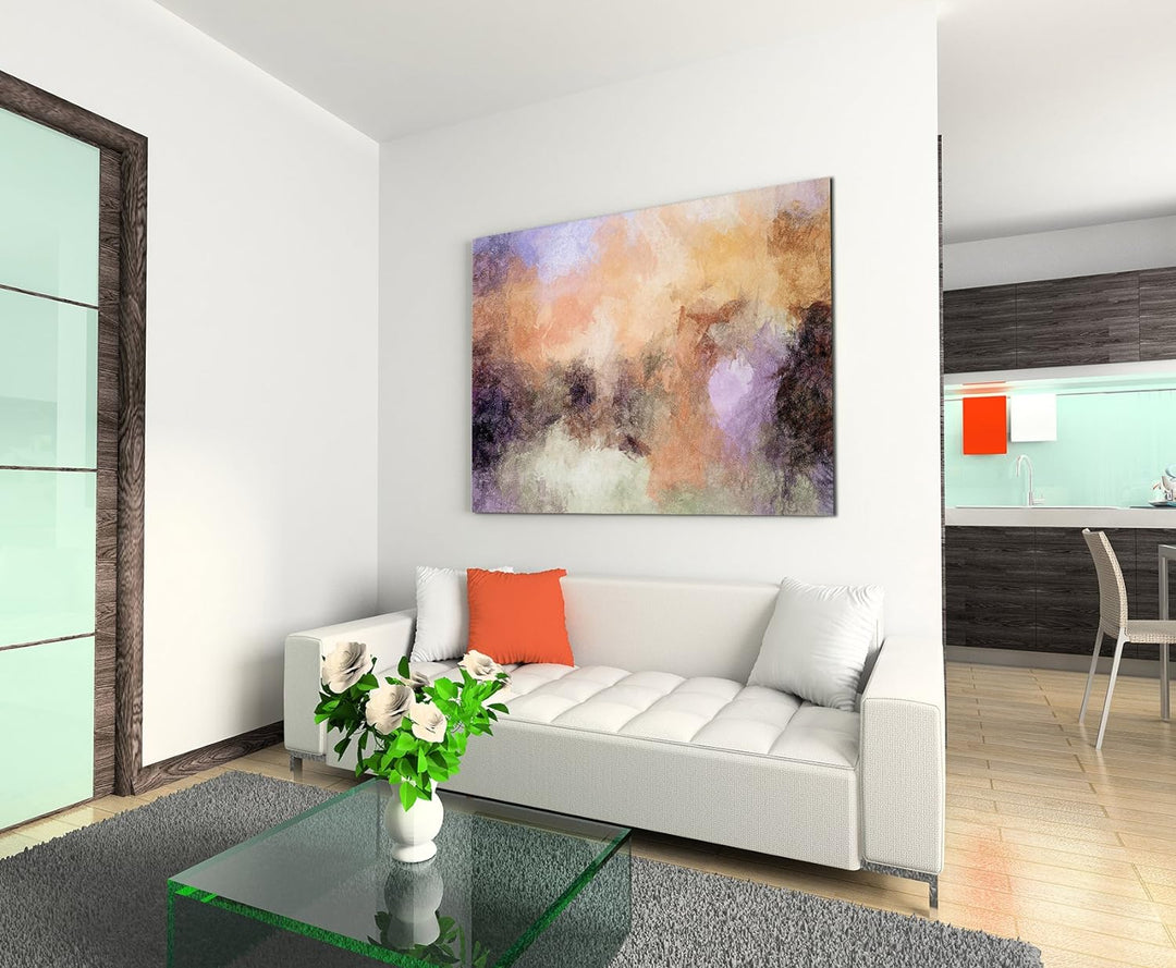 Paul Sinus Art Kunstfoto auf Leinwand 60x40cm Abstraktes Gemälde in Nude, Schwarz und Weiss auf Lein