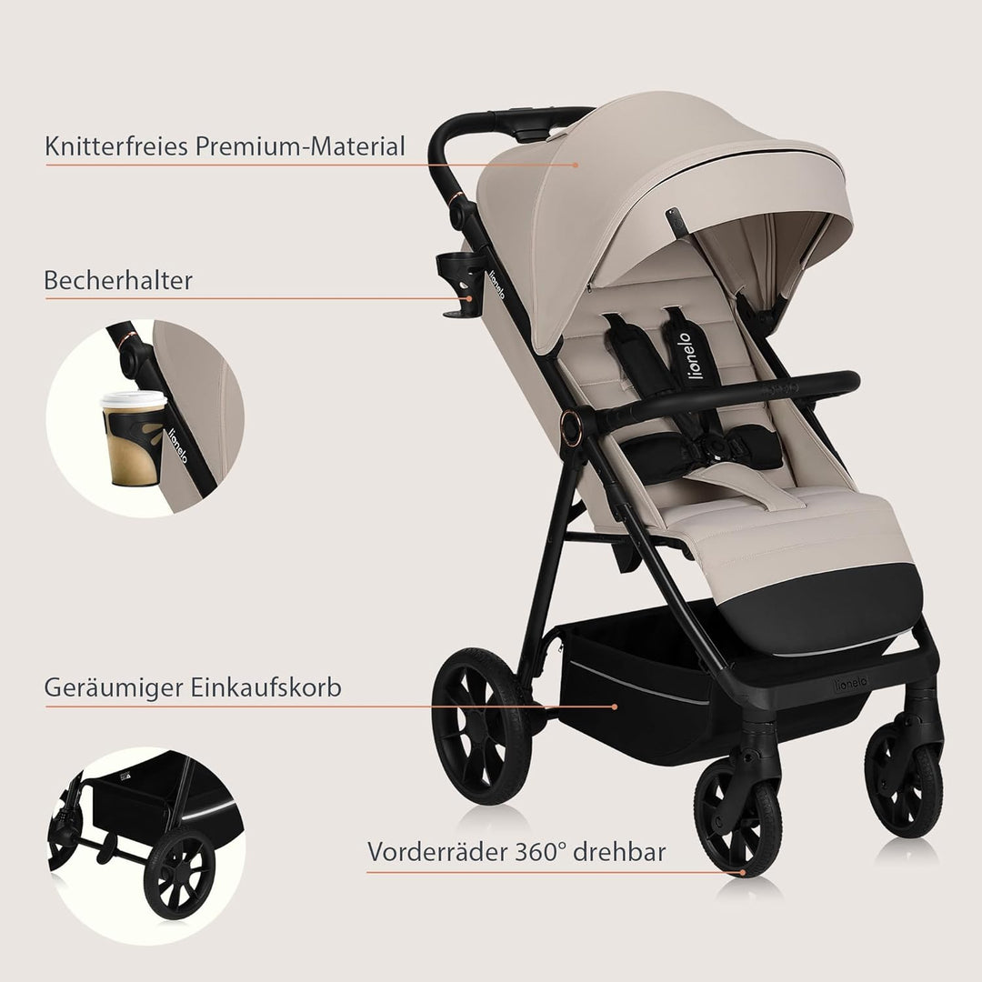 LIONELO IVA Buggy bis zu 22 kg von 6 Monaten bis 4 Jahre Schwenkbare 360° Räder Volle Stossdämpfung