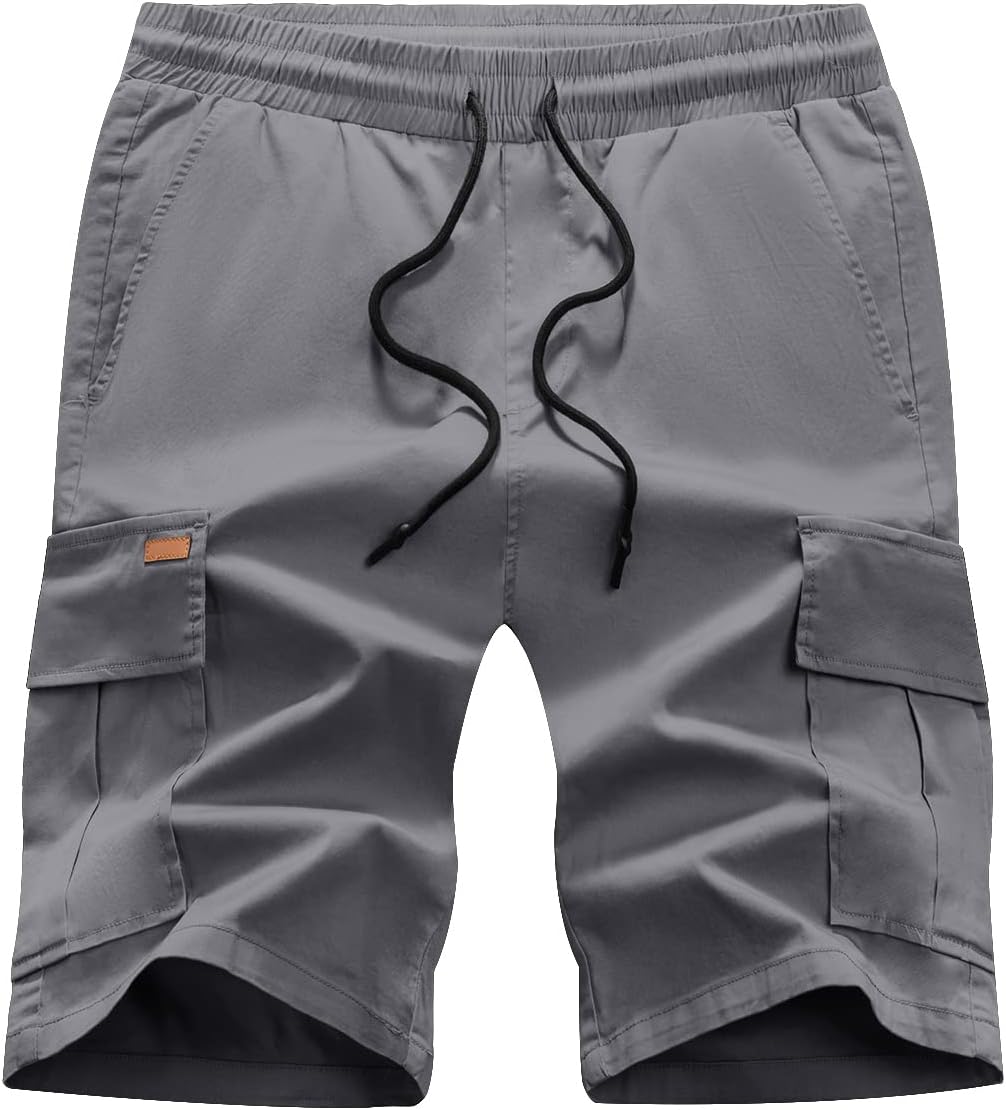 JMIERR Kurze Hosen Herren Baumwolle Cargo Shorts Herren Sommer Freizeithose mit Taschen S C Grau, S