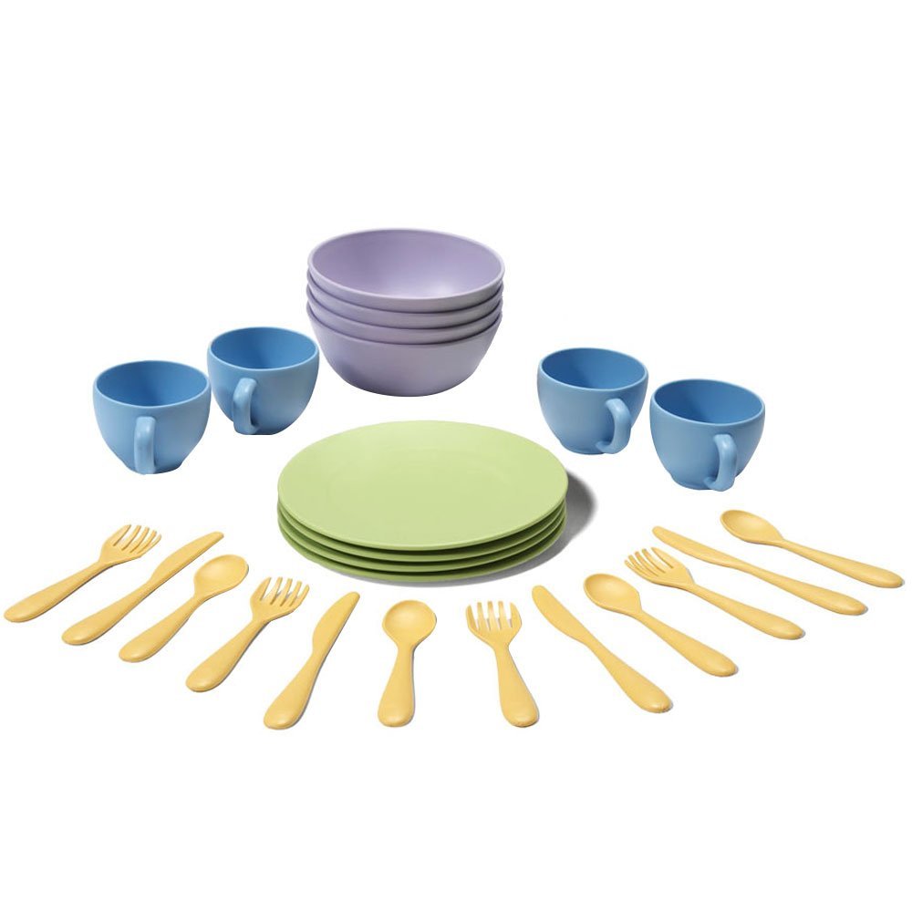 Green Toys 8664052 Geschirrset für Kinderküche, Spielküche, Rollenspiel, nachhaltiges Küchenspielzeu