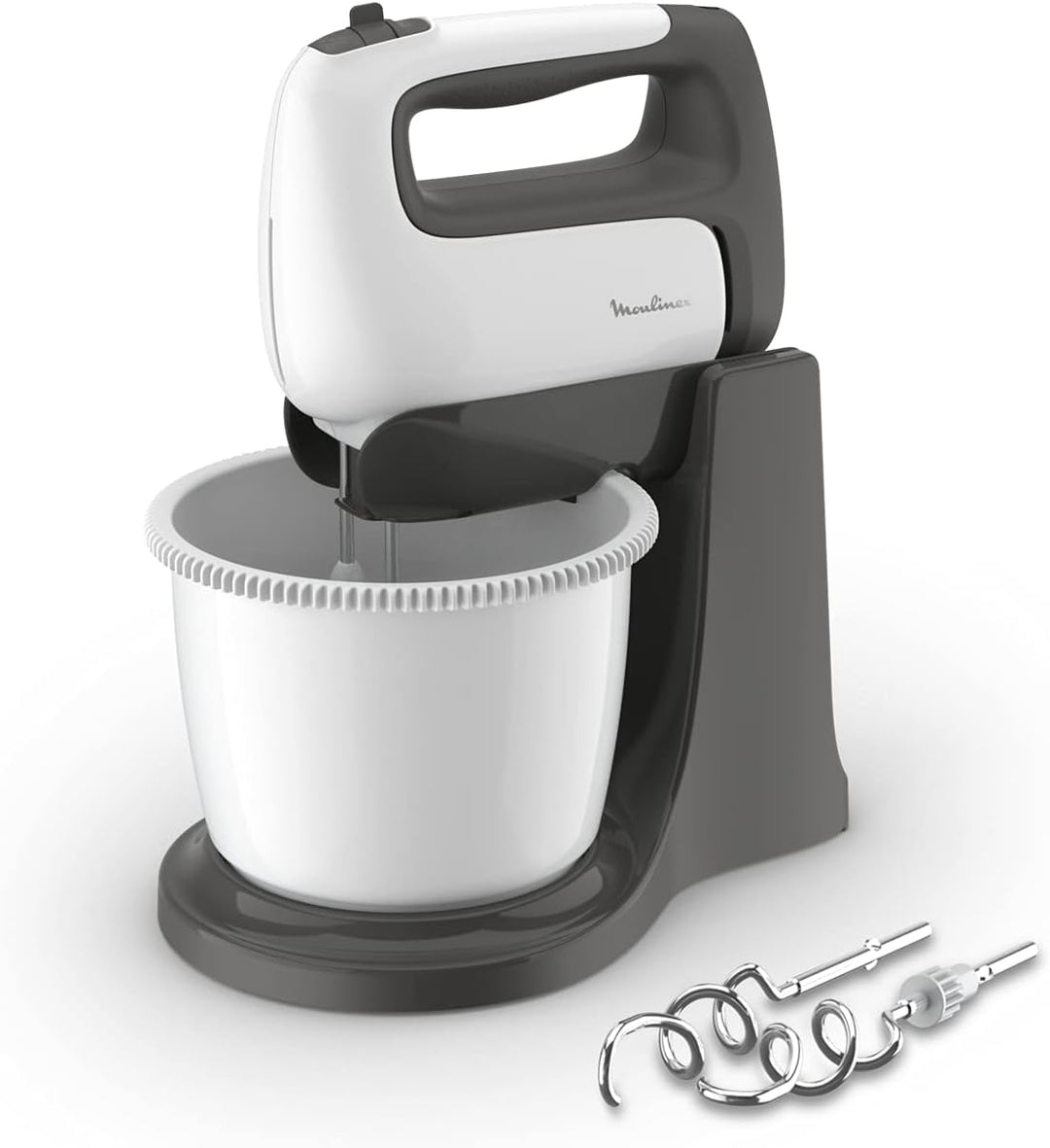 Moulinex HM4641 Prep'Mix+ elektrischer Handrührer, mit Schneebesen und Knethaken aus Edelstahl zum R