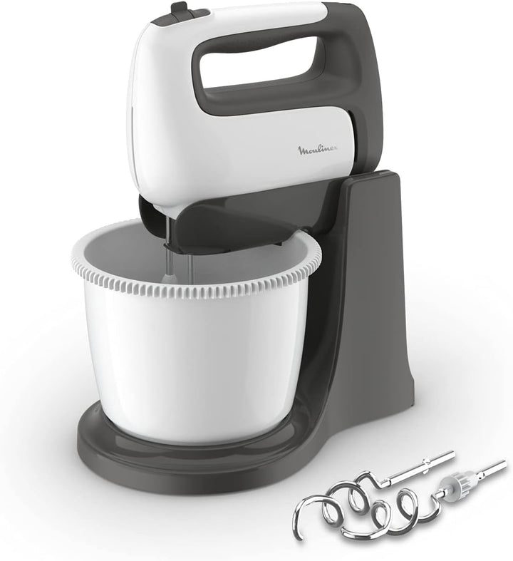 Moulinex HM4641 Prep'Mix+ elektrischer Handrührer, mit Schneebesen und Knethaken aus Edelstahl zum R