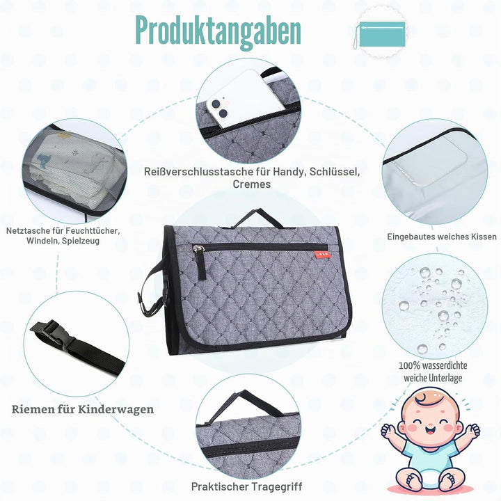 Lekebaby Wickelunterlage Wickelunterlage Tragbare Wickelunterlage Baby Reise Wickelunterlage mit Wis