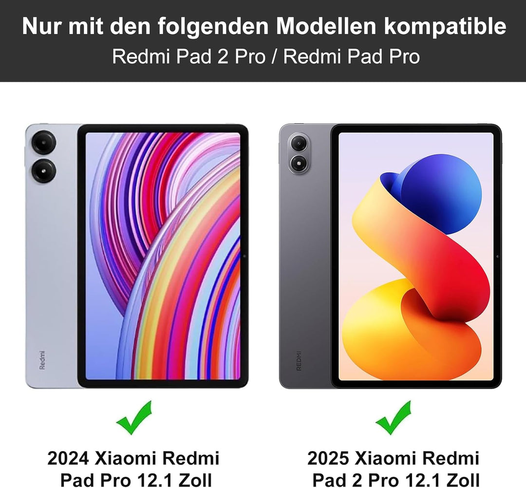 IVEOPPE Hülle mit Tastatur für Xiaomi Redmi Pad 2 Pro 12,1 Zoll, Bluetooth Magnetisch Beleuchtung Ta