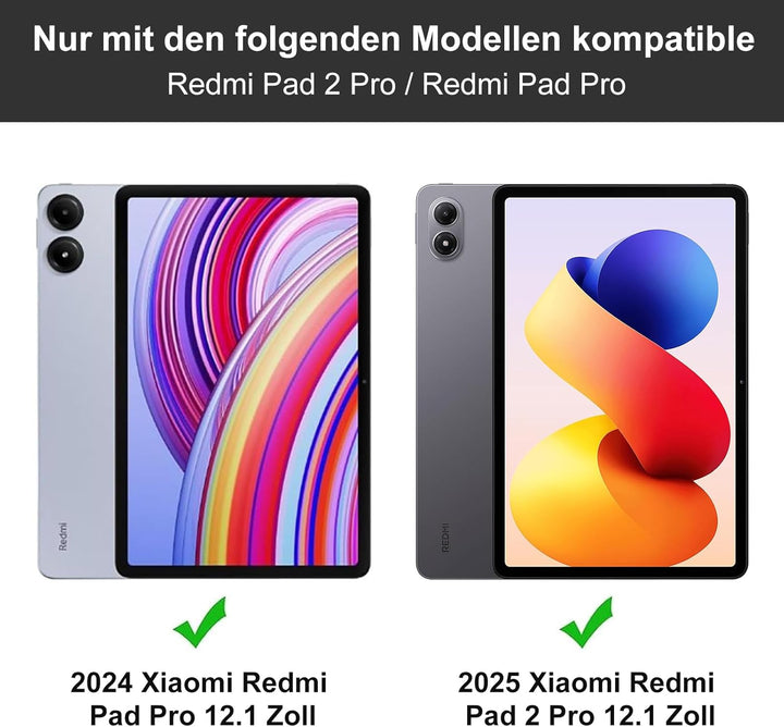 IVEOPPE Hülle mit Tastatur für Xiaomi Redmi Pad 2 Pro 12,1 Zoll, Bluetooth Magnetisch Beleuchtung Ta