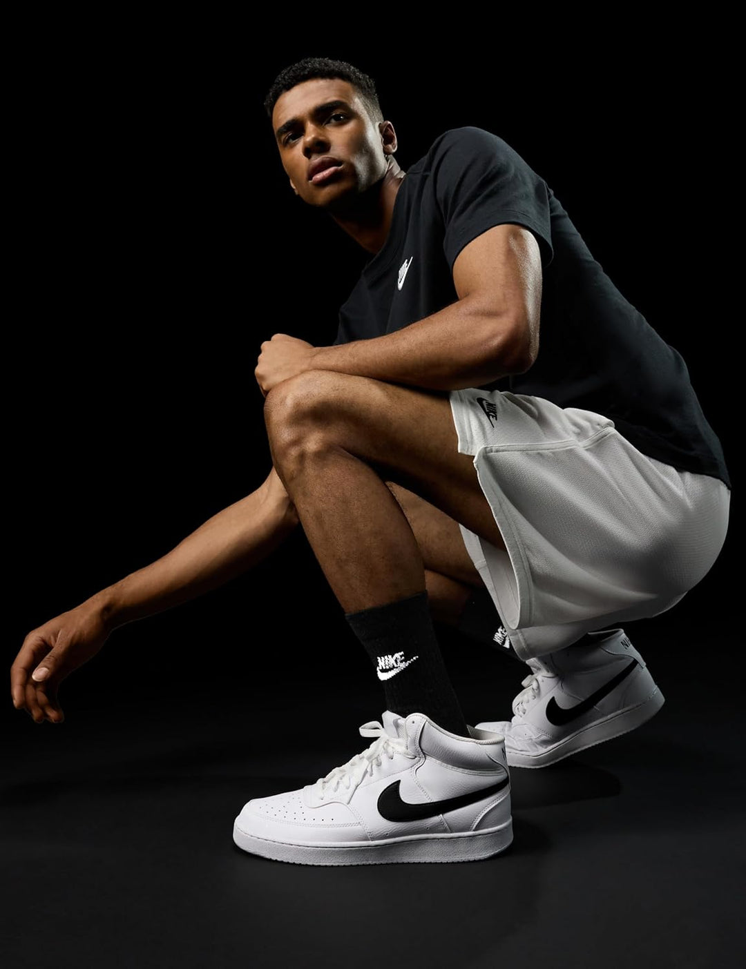 Nike Herren Court Vision Mid Nn Sneaker 44 EU White Black White, 44 EU White Black White