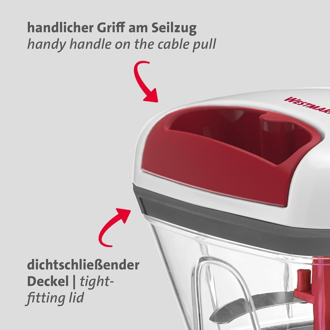 Westmark Multifunktions-Schneider mit Seilzug – hochwertiger Zerkleinerer für Zwiebeln, Salat, Gemüs