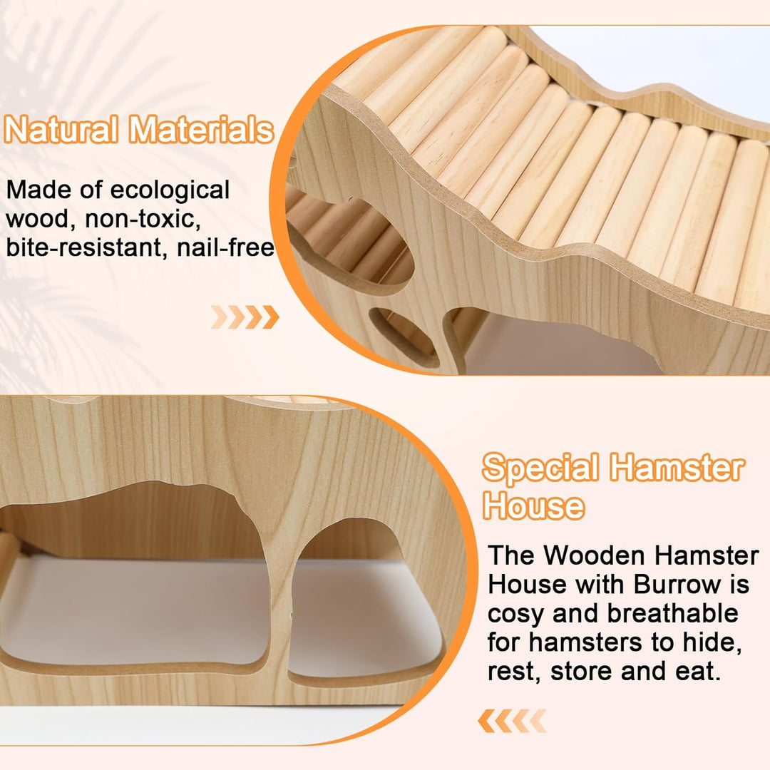 WPPQWP Hamster Haus aus Holz, Hamster Tunnel, Hamster Zubehör, Watchbox Hamster, Hamster Versteck fü