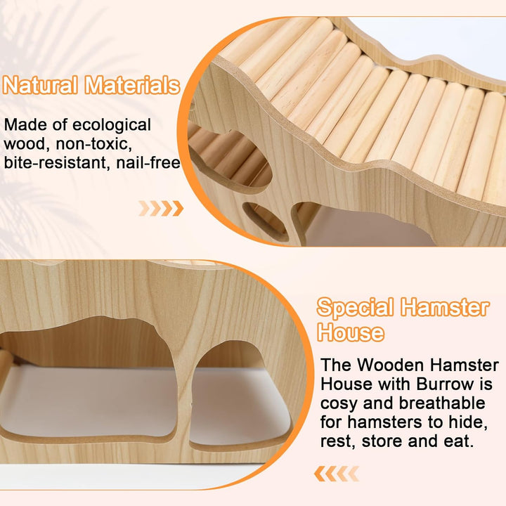 WPPQWP Hamster Haus aus Holz, Hamster Tunnel, Hamster Zubehör, Watchbox Hamster, Hamster Versteck fü