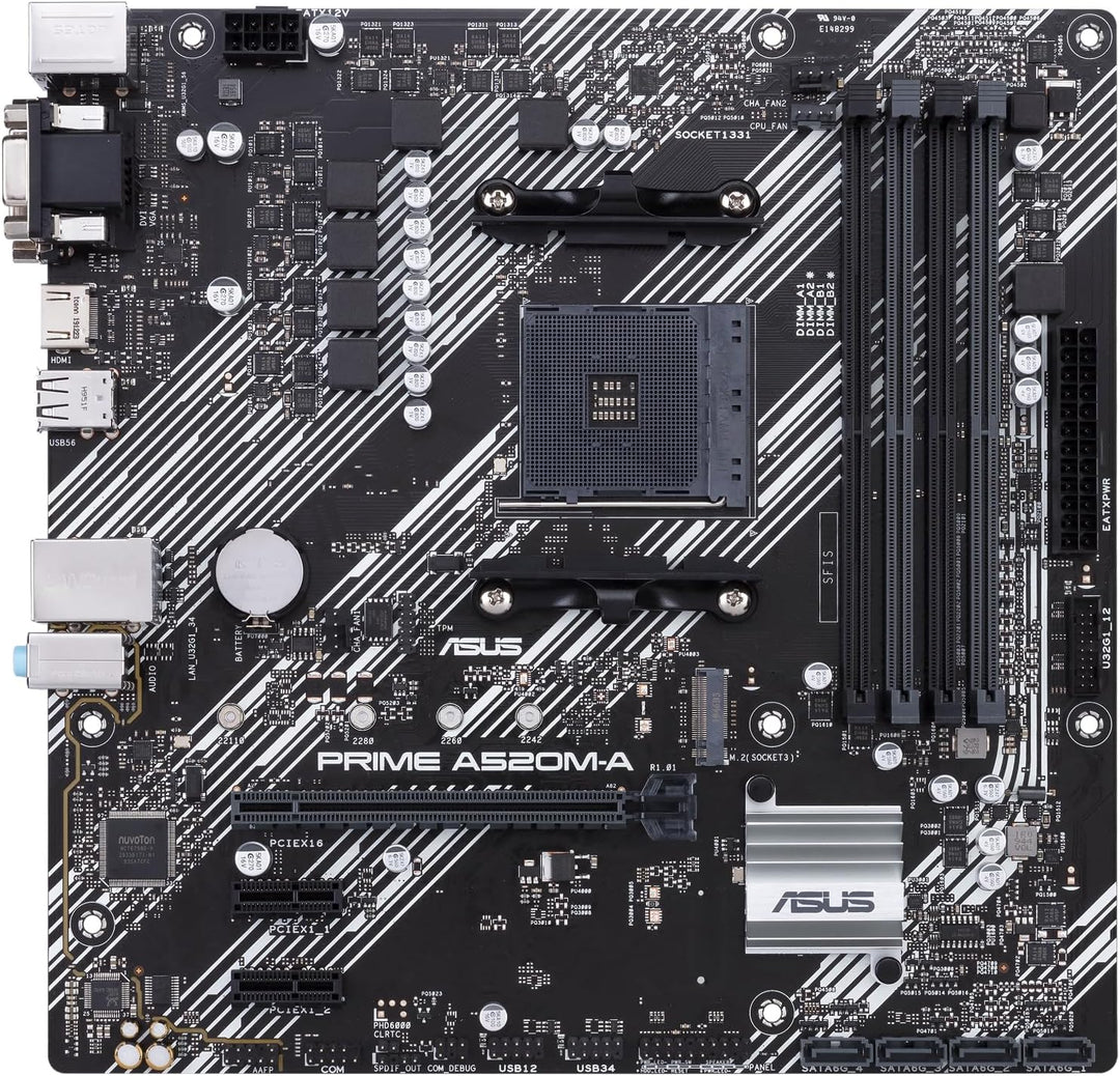 ASUS Prime A520M-A II/CSM Mainboard Sockel AM4 (AMD Ryzen, Micro-ATX, M.2, 1Gbit/s-Ethernet, SATA 6G