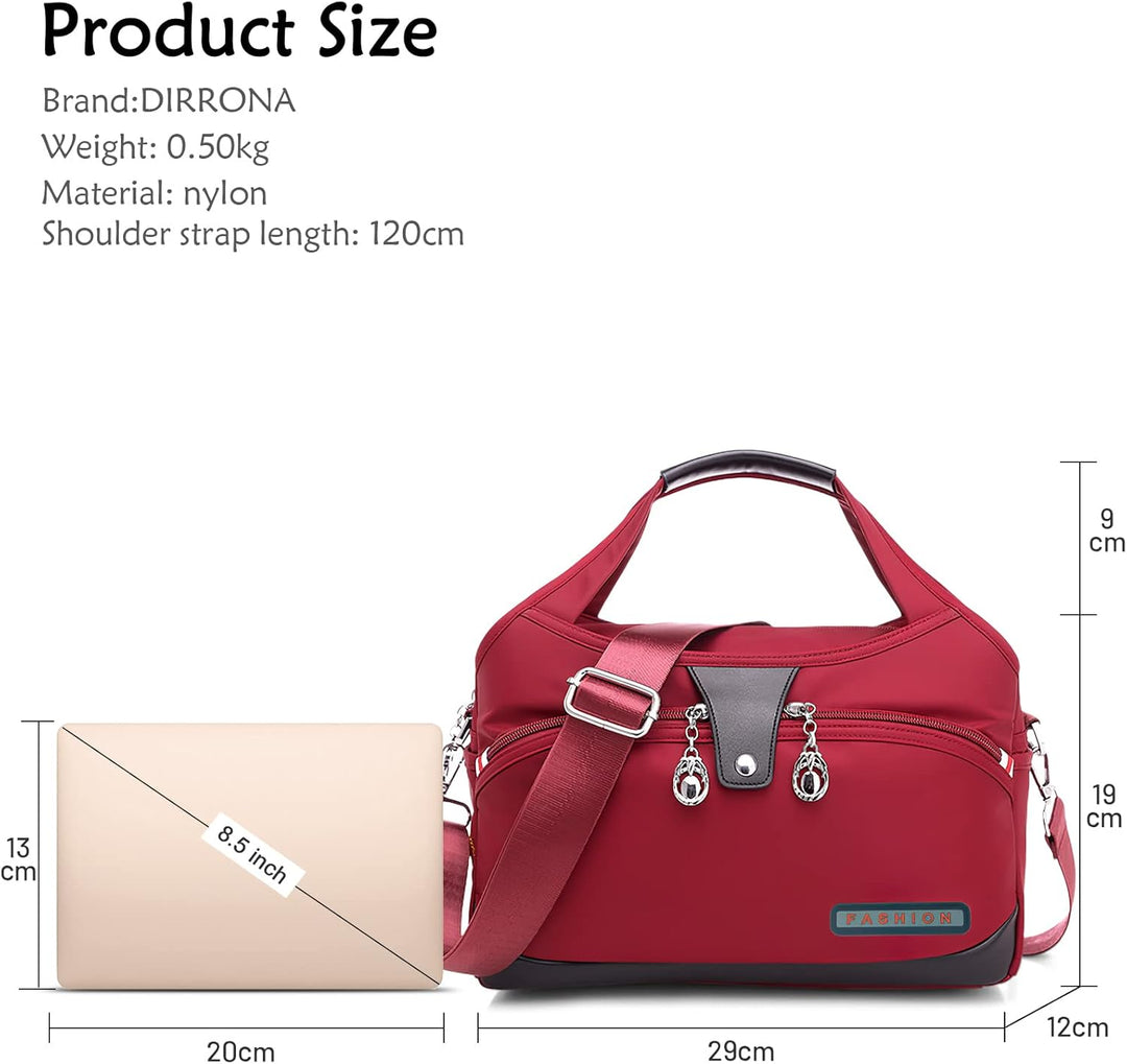 DIRRONA Damen Umhängetasche Multi Pocket Crossbody Bag Schultertaschen Leicht Handtasche Waterproof
