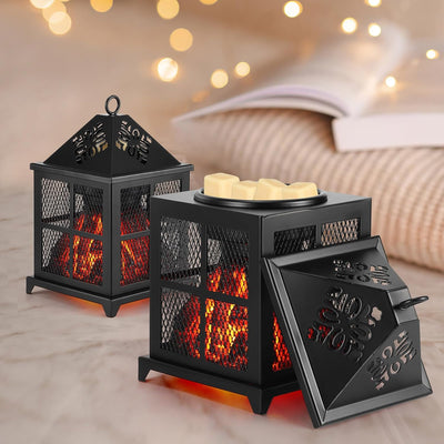 Duftlampe Elektrisch, 4 in 1 Duftlampe für Duftwachs, Kerze & Duftöl, Kamin Duftlampe für Wachs mit