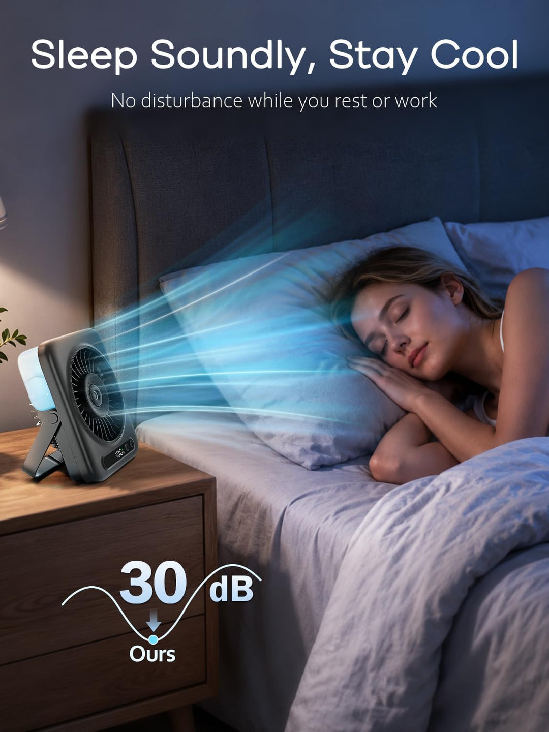 Mini Tischventilator mit Wasserkühlung & LED-Anzeige - 6000mAh Akku Aufladbar Tisch Ventilator Leise
