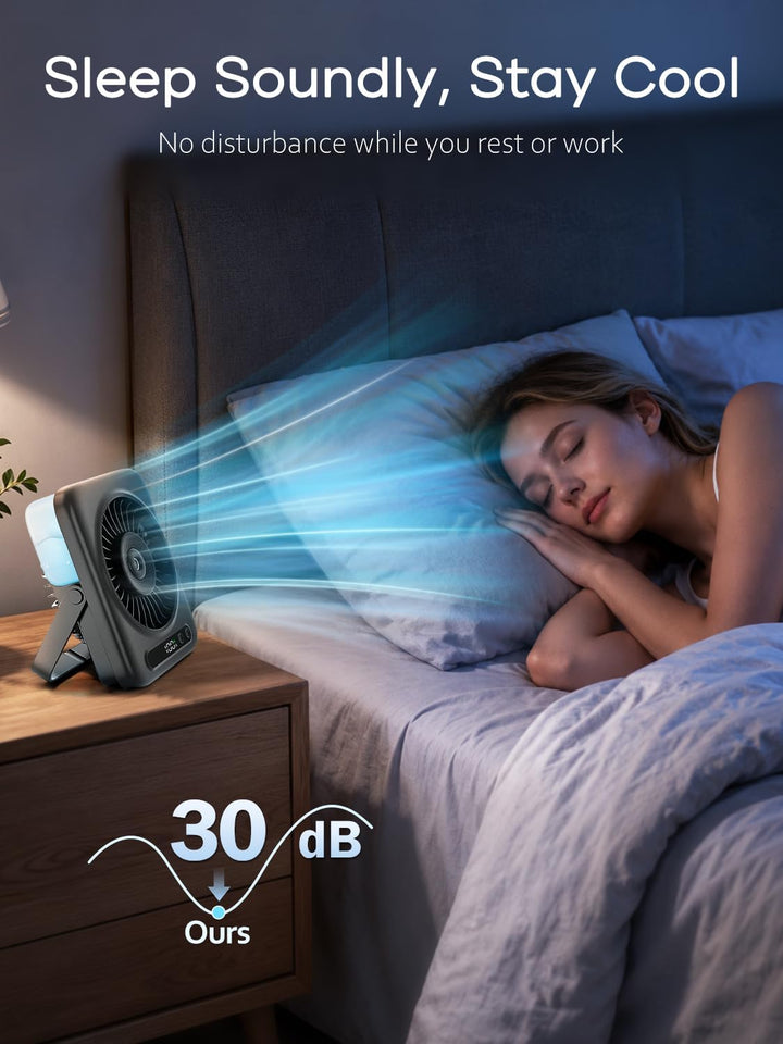 Mini Tischventilator mit Wasserkühlung & LED-Anzeige - 6000mAh Akku Aufladbar Tisch Ventilator Leise