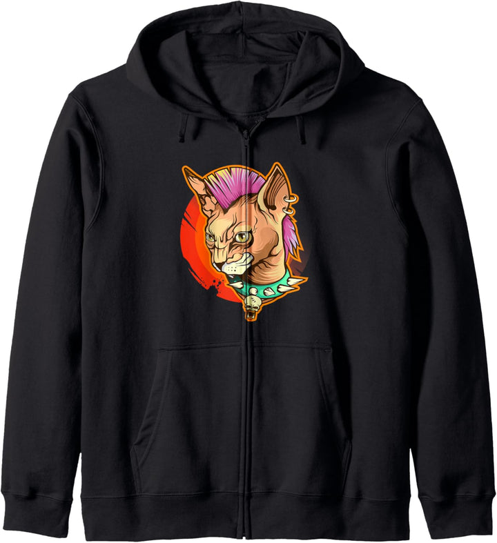 Punkrock Mohawk | Sphynx Cat Kapuzenjacke