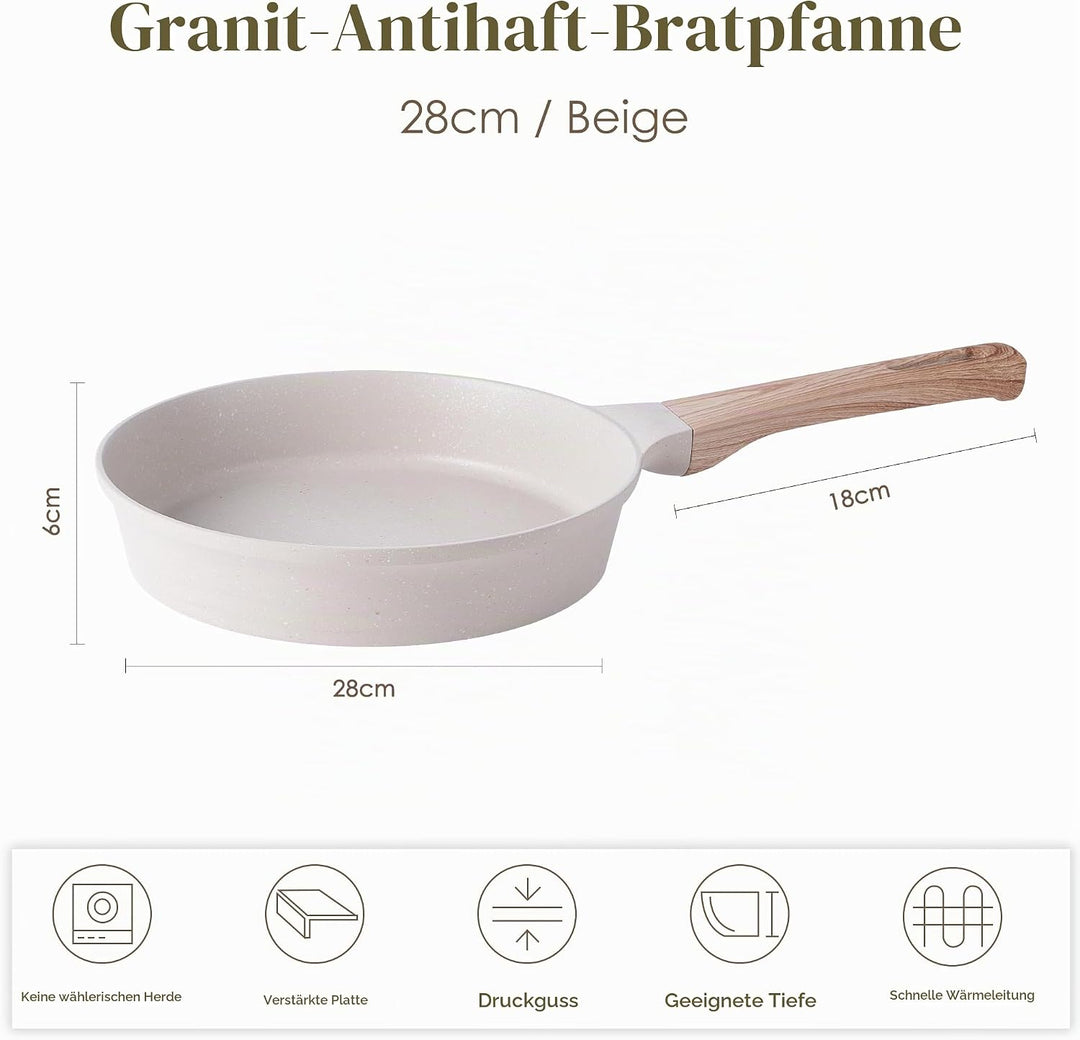RIOVARM Induktion Antihaft Bratpfanne, 28cm Granit Pfanne, Eierpfannen ohne PFOA, Omelett-Pfanne mit