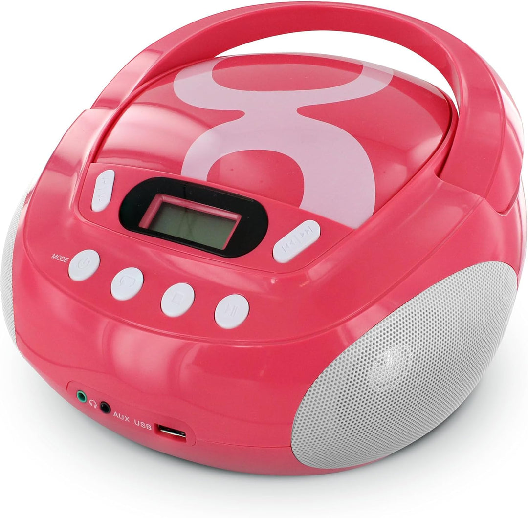 Metronic Gulli Radio/Tragbarer CD-/MP3-Player für Kinder, mit USB-Port Rose, Rose