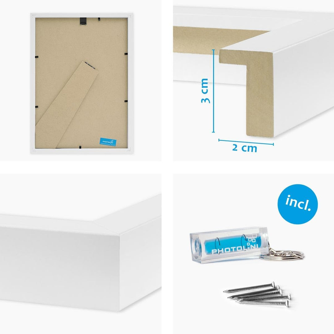 3D-Bilderrahmen zum Befüllen A4 21x30 cm, Weiss, Bilderrahmen tief mit Passepartout, 2er Set Objektr