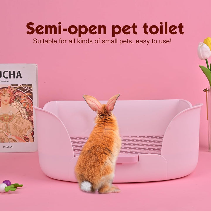 RUBYHOME Grosse Katzentoilette in Hasenform, 43,2 x 30,2 x 15,7 cm, für Kleintiere, Haustier-WC, Töp