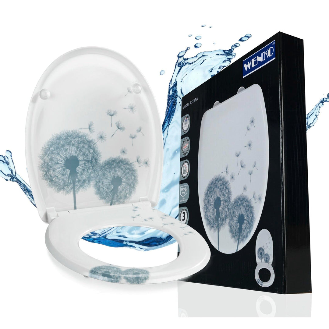 WENKO WC-Sitz Astera, Toilettensitz mit Absenkautomatik, Fix-Clip Hygiene-Befestigung, WC-Deckel aus