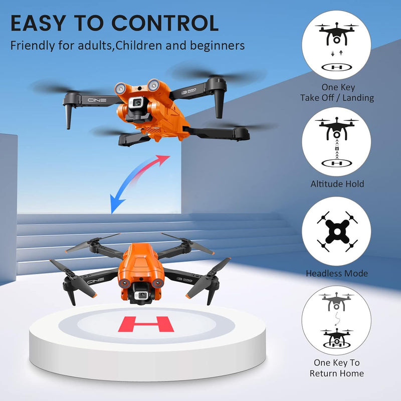 Mingfuxin Faltbare Drohne mit Kamera für Anfänger, RC Quadcopter Drohne mit App WIFI FPV Live-Video,