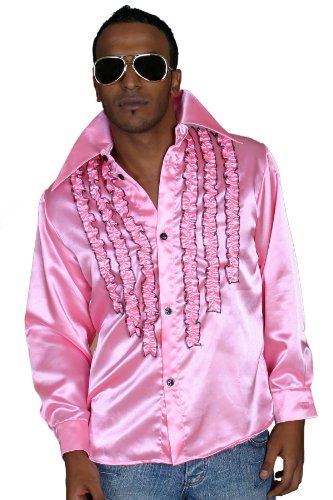 Marco Porta Schlagerhemd rosa Rüschenhemd
