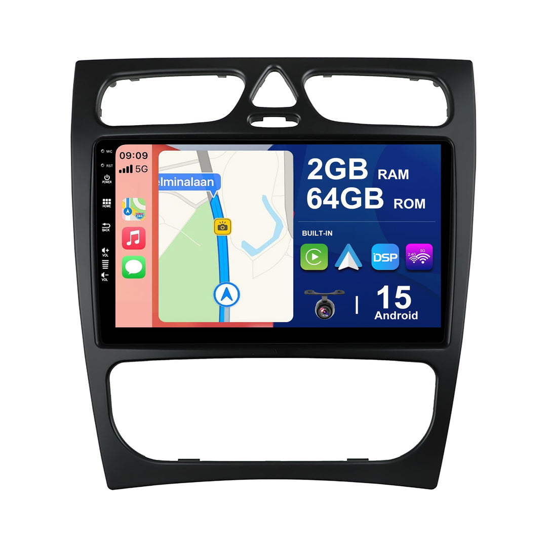 Android 15 Autoradio Passt für Benz C/CLK Class C-Class W203 (2000-2004) - Kabellos Carplay/Android
