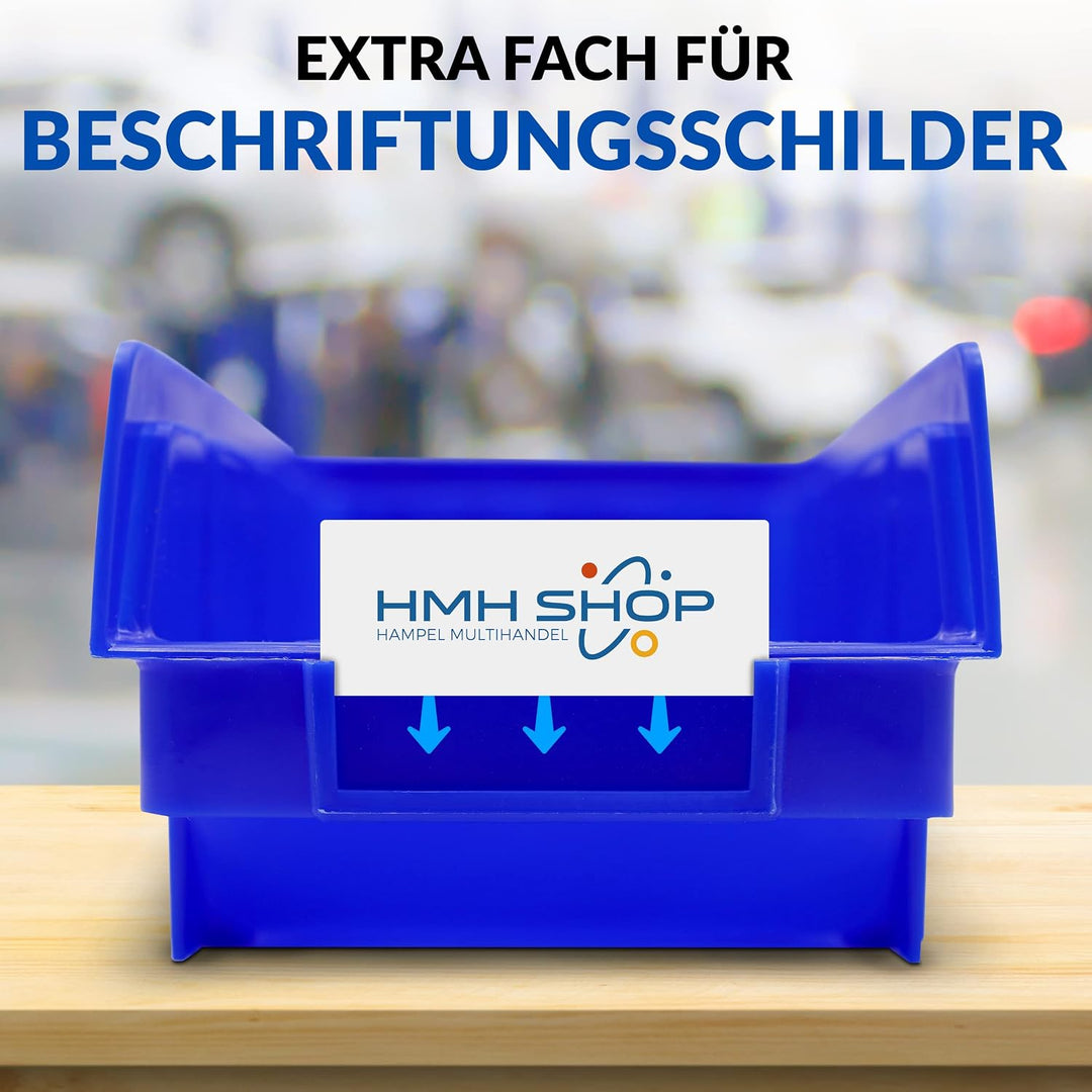 80x Stapelboxen Blau Grösse 2 stapelbar blaue Sichtbox (LxBxH) 175x103x76mm Regalbox Lagerbox Sichtl