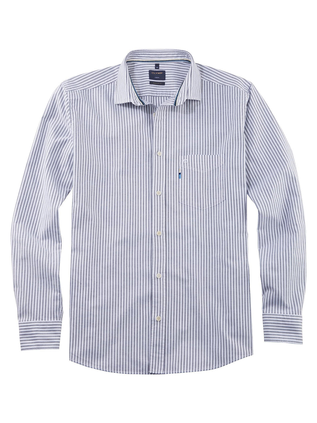 OLYMP Herren Oberhemd Langarm Casual,Gestreift,Regular fit,Kent-Kragen S Schwarz 68, S Schwarz 68