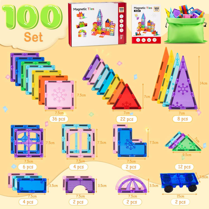 Xekel Magnetische Bausteine 100 Teile, Magnetbausteine Magnete Kinder Magnet Spielzeug Kinder Magnet