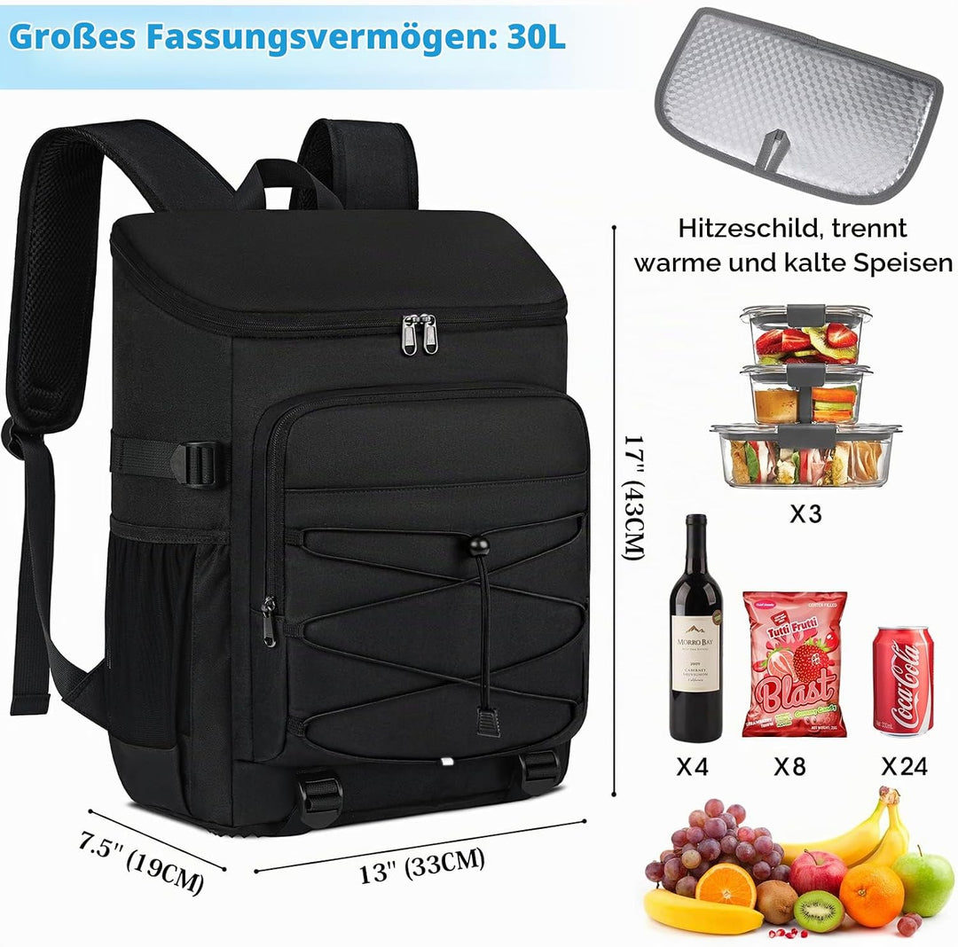 NUBILY Kühlrucksack 30L Wasserdichten Kühltasche Rucksack Gross Isolierte Kühltasche Thermo Lunchtas