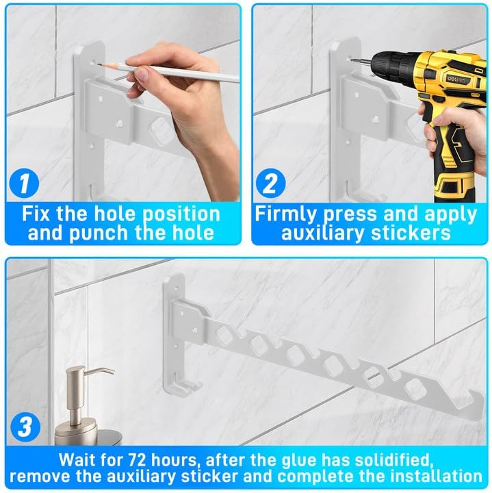 2 Stücke Kleiderstange Wand, Aluminium Kleiderbügel mit Kleiderhaken, Klappbar Wand Kleiderständer,