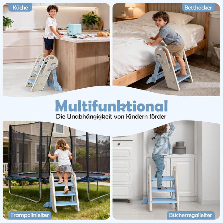Onasti Tritthocker Kinder, Höhenverstellbar 3 Stufen Hocker Kinder, Trittschemel für Baby mit Handha
