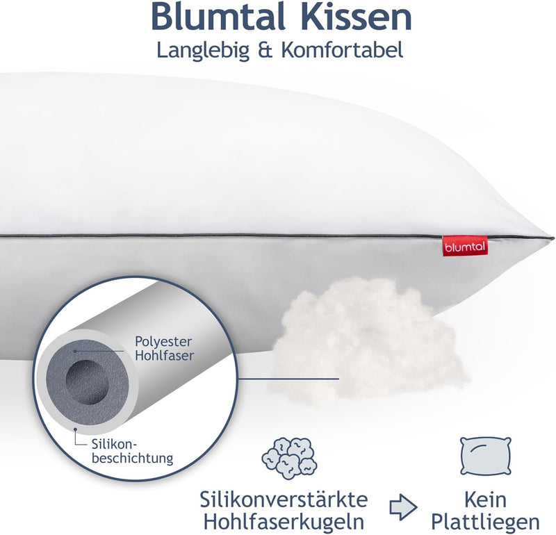 Blumtal Kopfkissen 80x80 cm 2er Set - Nackenkissen mit anpassbarer Füllung - 100% Mikrofaser & wasch