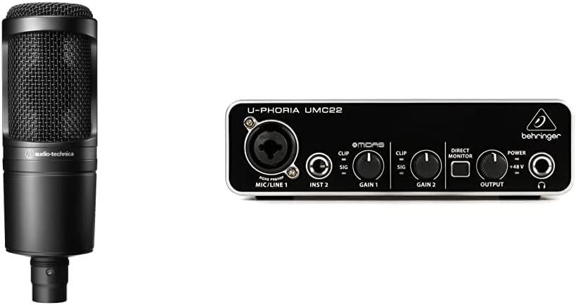 Audio-Technica AT2020 Kondensatormikrofon mit Nierencharakteristik (XLR Anschluss) für Voiceover, Po