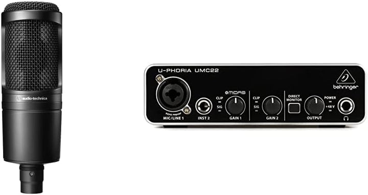 Audio-Technica AT2020 Kondensatormikrofon mit Nierencharakteristik (XLR Anschluss) für Voiceover, Po