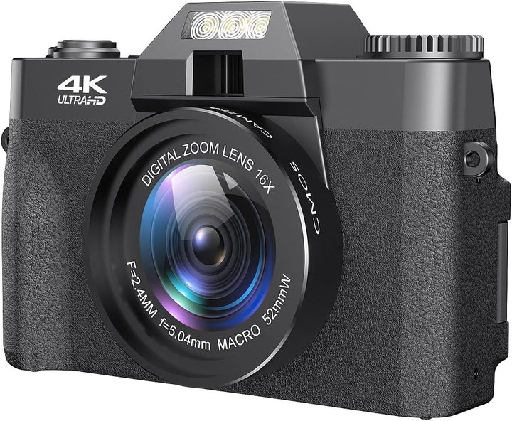 Somikon Digitalcamera: 4K-UHD-Digitalkamera mit 3"-Flip-HD-Display, Makrolinse und WLAN (Digitalkame