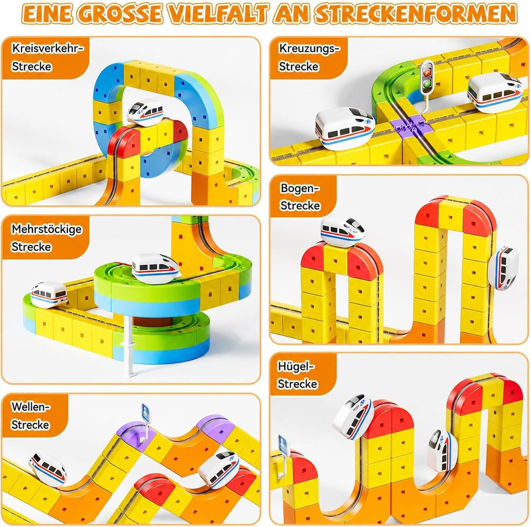 Umikk Clickrail Electric Train Set Flexible Race Track, Magic Rail Block, Magic Rail Block mit Schwe