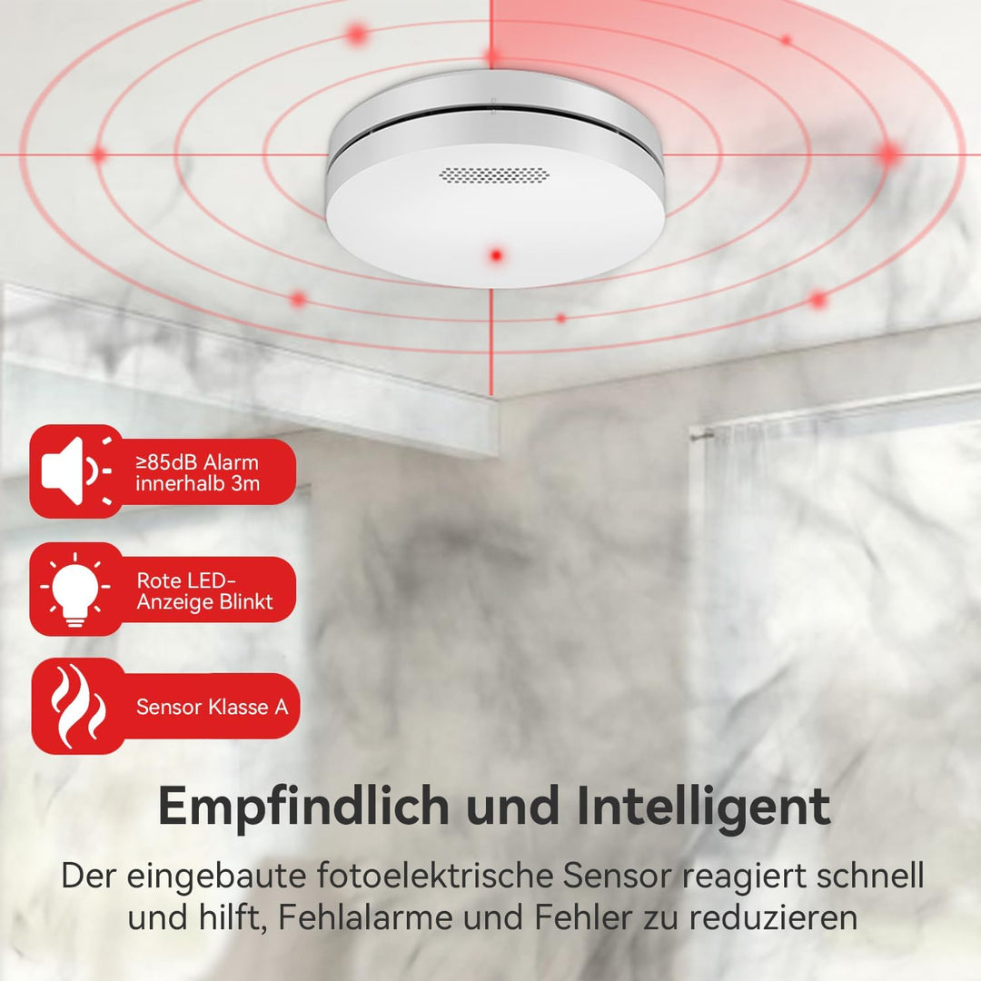 CPVAN Rauchmelder 10 Jahre Batterie - Kein Batteriewechsel Erforderlich, TÜV Zertifiziert Rauchwarnm
