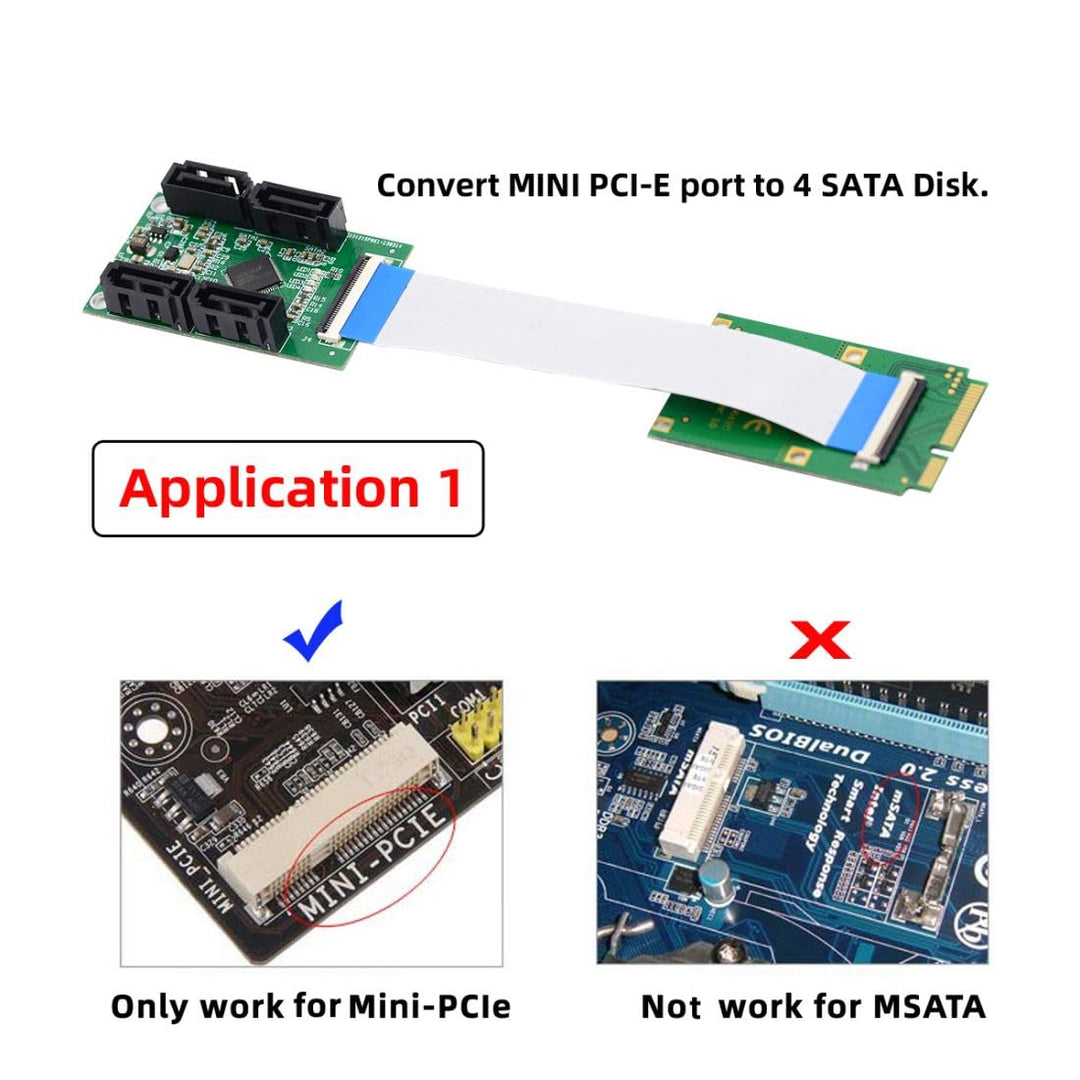 chenyang Mini PCI-E ＆ NGFF A+E Key auf 4 SATA 3.0 Port Multiplier Adapter 6Gbps Festplatte Erweiteru