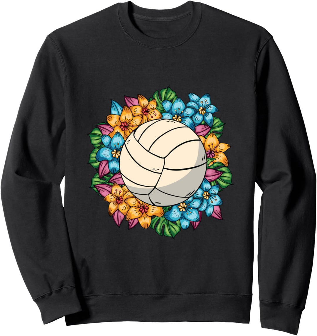 Buntes Volleyball Blumen Design I Volleyballspieler Training Sweatshirt